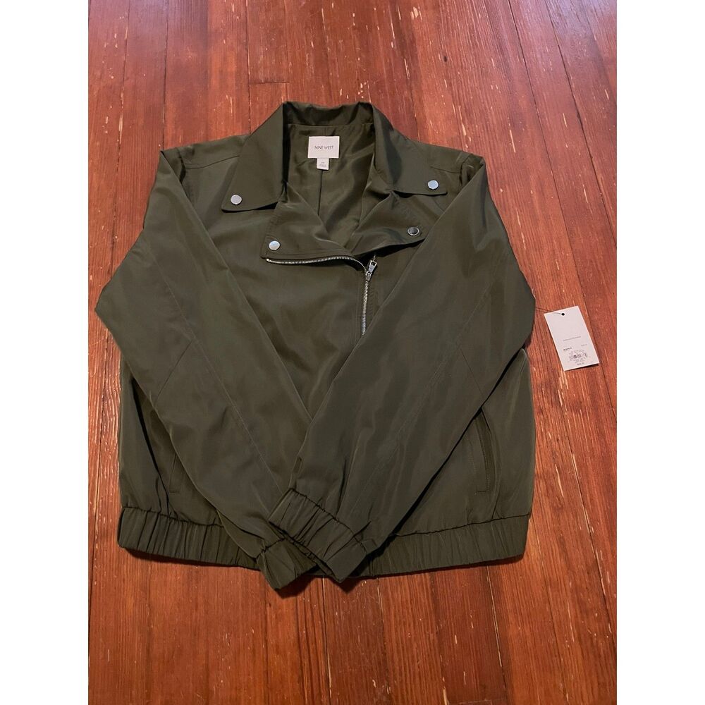 NEW Nine West Olive Green Moto Jacket